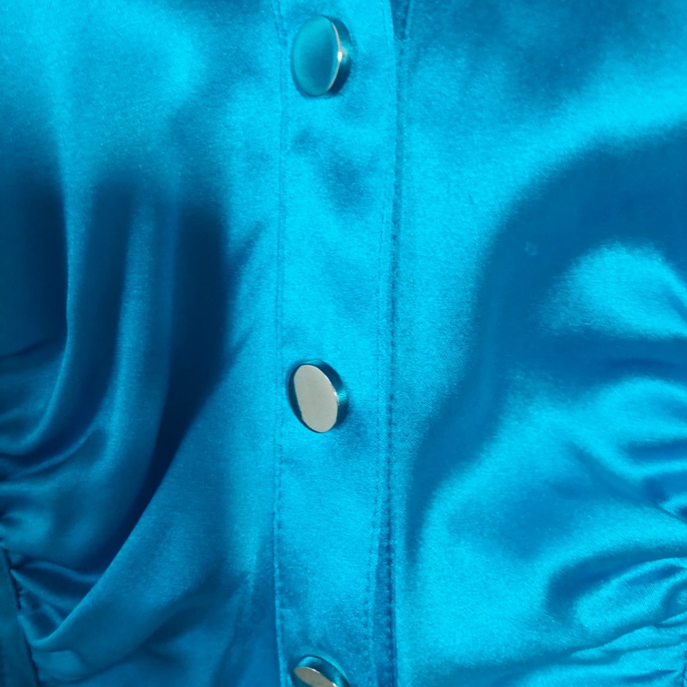 Cache Blue Ruched Notched Collar Blouse - Picture 4 of 5